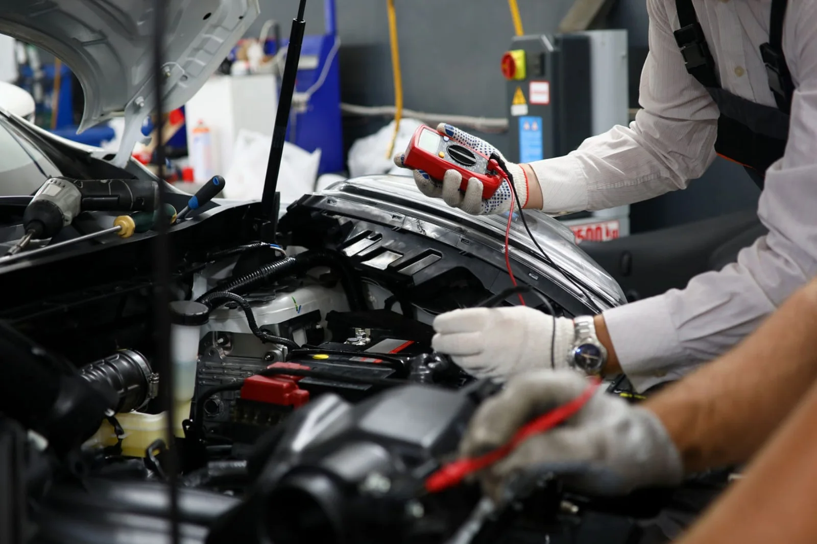 AC electrical circuit diagnosis at a vehicle engine bay